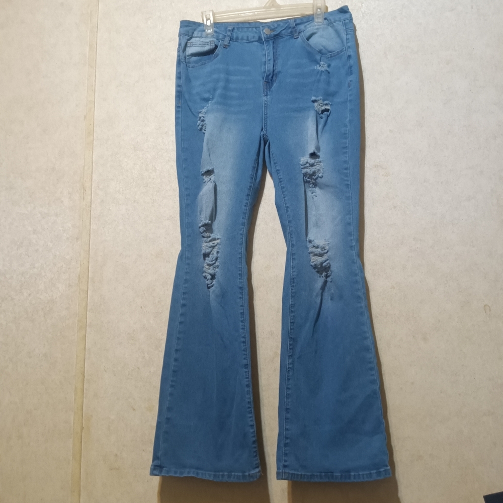 Women's Distressed Blue Jeans